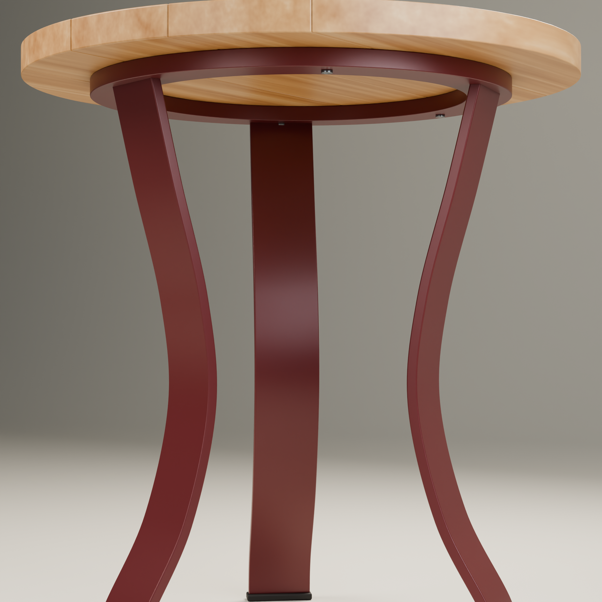 Close view of the steel tripod support on the original Pier side table concept